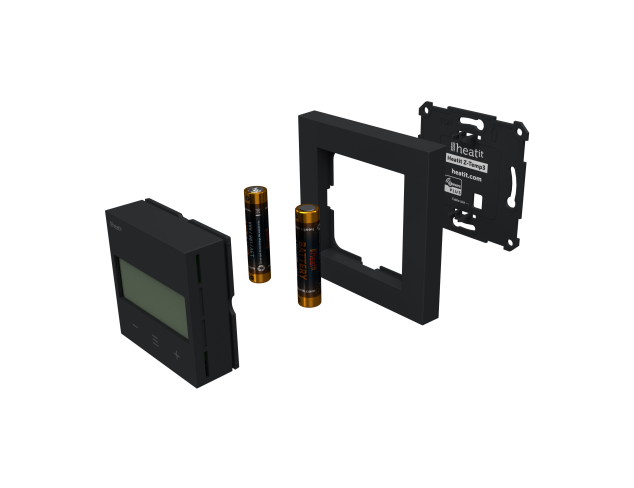 Heatit Z-Temp3 Thermostaat Batterij - Zwart Mat