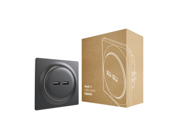 FIBARO Walli N USB Outlet Anthracite