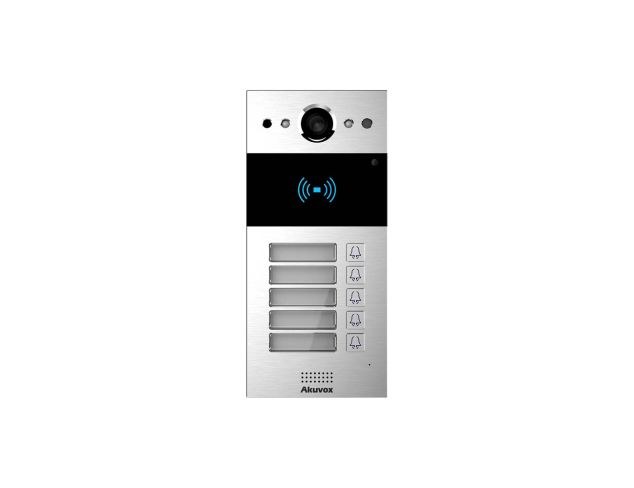 Akuvox SIP Video Door Intercom R20BX5 (5 buttons) On-Wall V2.0 - Silver